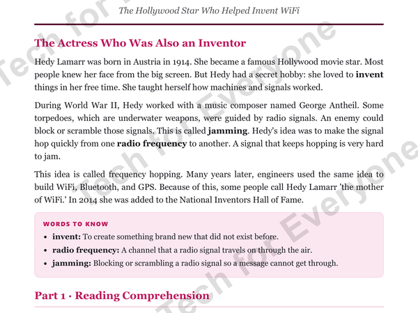 Preview: Hedy Lamarr: Web & Wireless Tech (Upper Elementary)