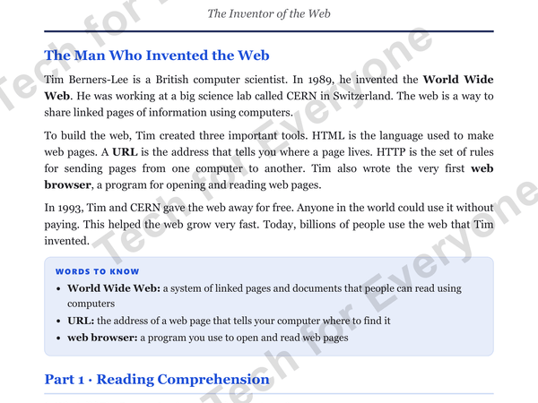 Preview: Tim Berners-Lee: Web & Wireless Tech (Upper Elementary)