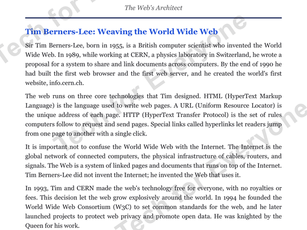 Preview: Tim Berners-Lee: Web & Wireless Tech (Middle School)