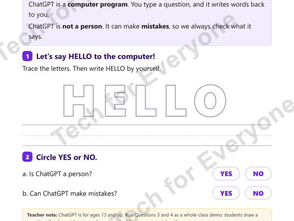 Preview: My First ChatGPT Worksheet