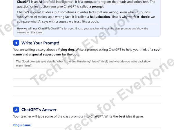 Preview: ChatGPT Explorer Worksheet