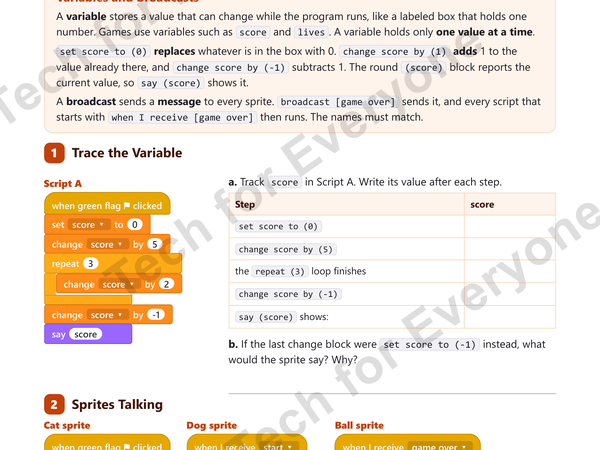Preview: Block Coding 4: Variables and Broadcasts