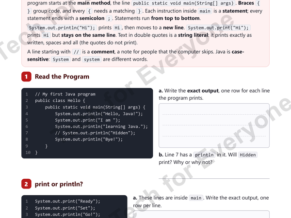 Preview: Java 1: Hello, Java!