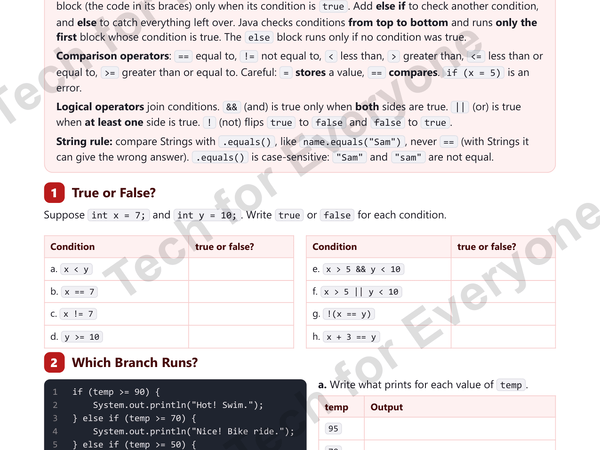 Preview: Java 3: Making Decisions