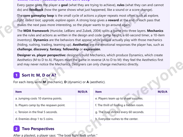 Preview: Game Design 1: Core Loops and the MDA Framework