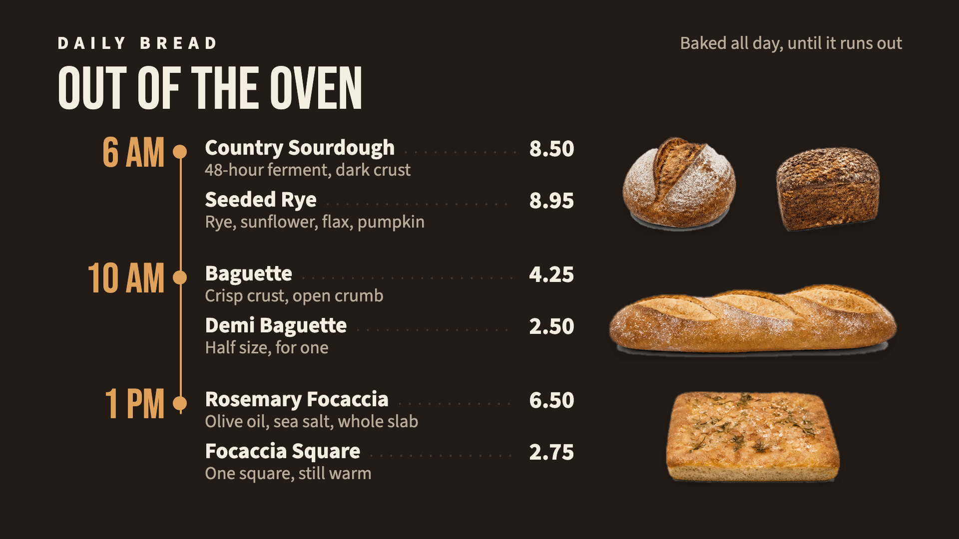 Daily Bread — Bakery digital menu board template