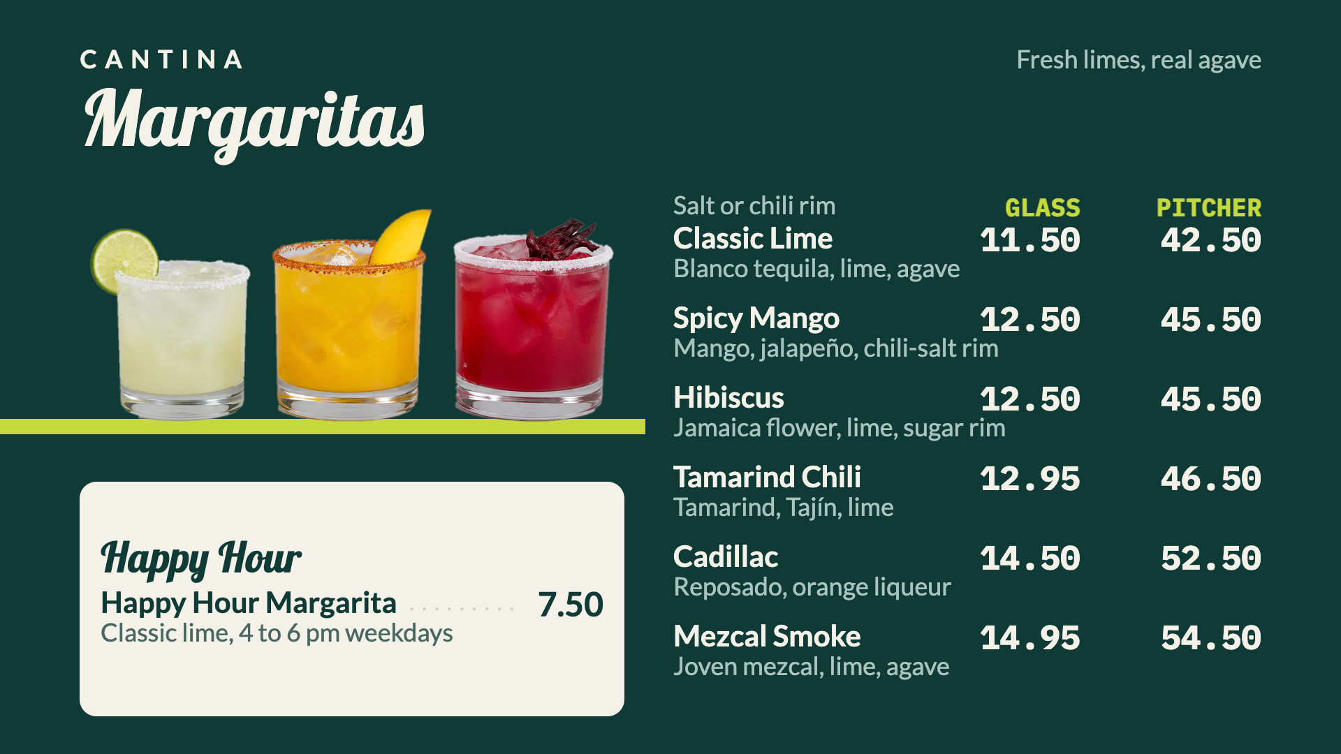 Cantina — Mexican digital menu board template