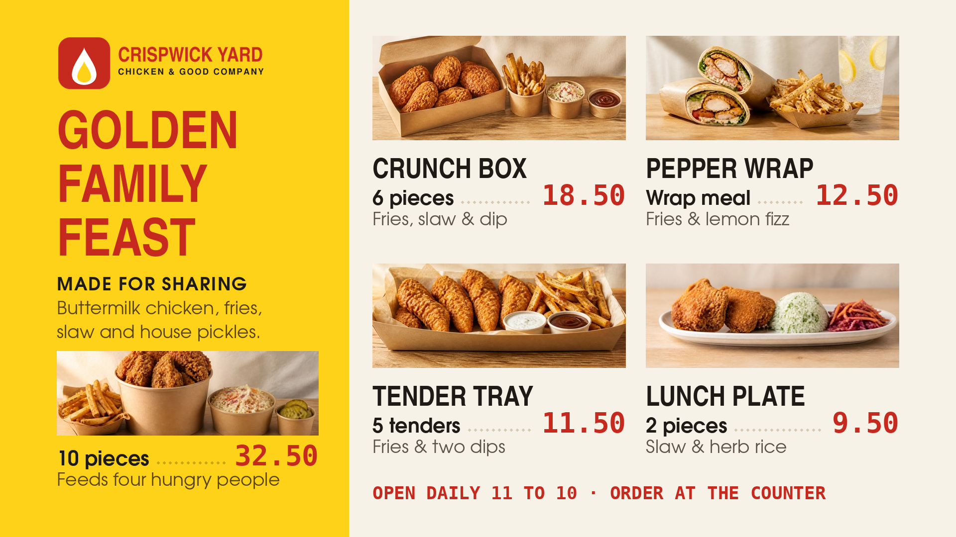 Golden Chicken — Fried Chicken digital menu board template