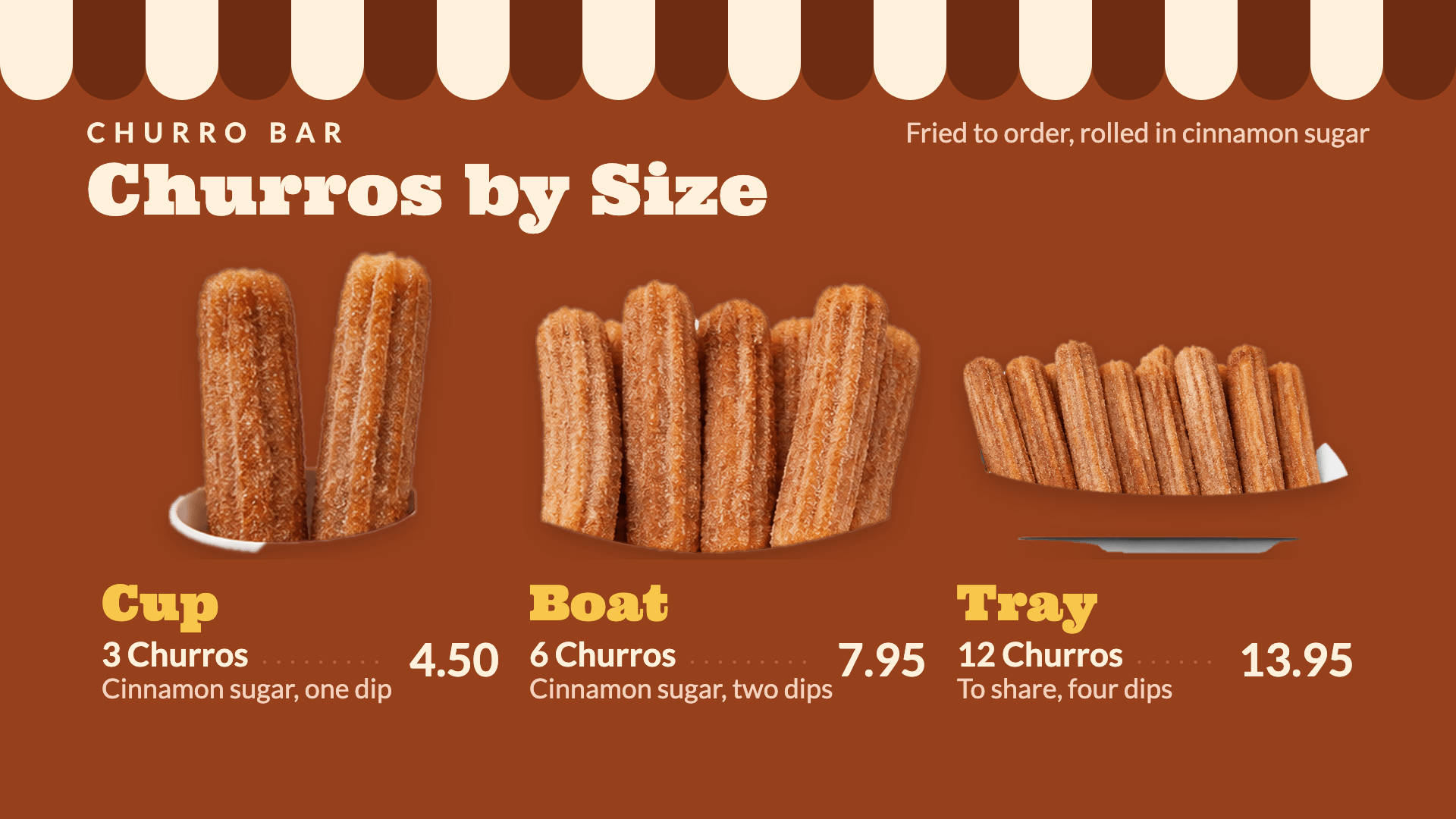Churro Bar — Desserts digital menu board template