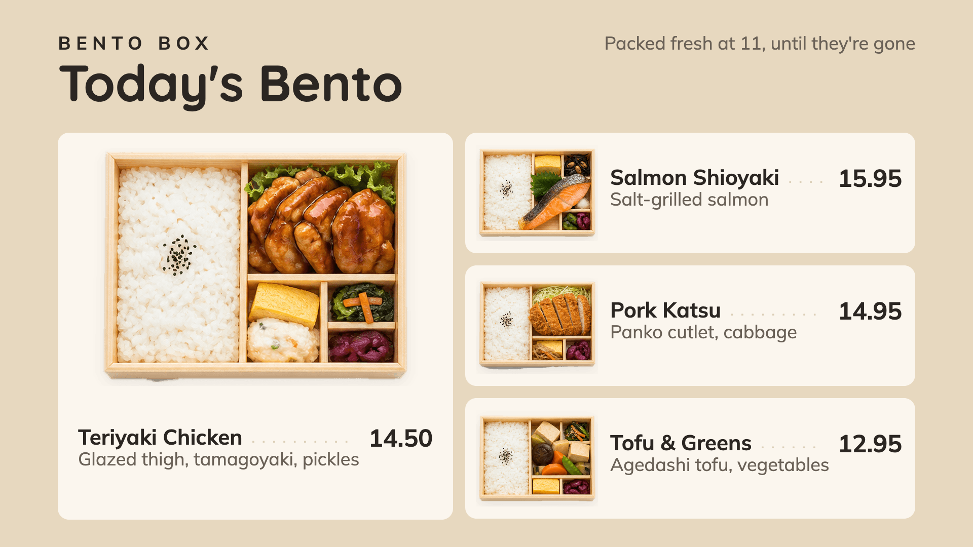 Bento Box — Japanese digital menu board template