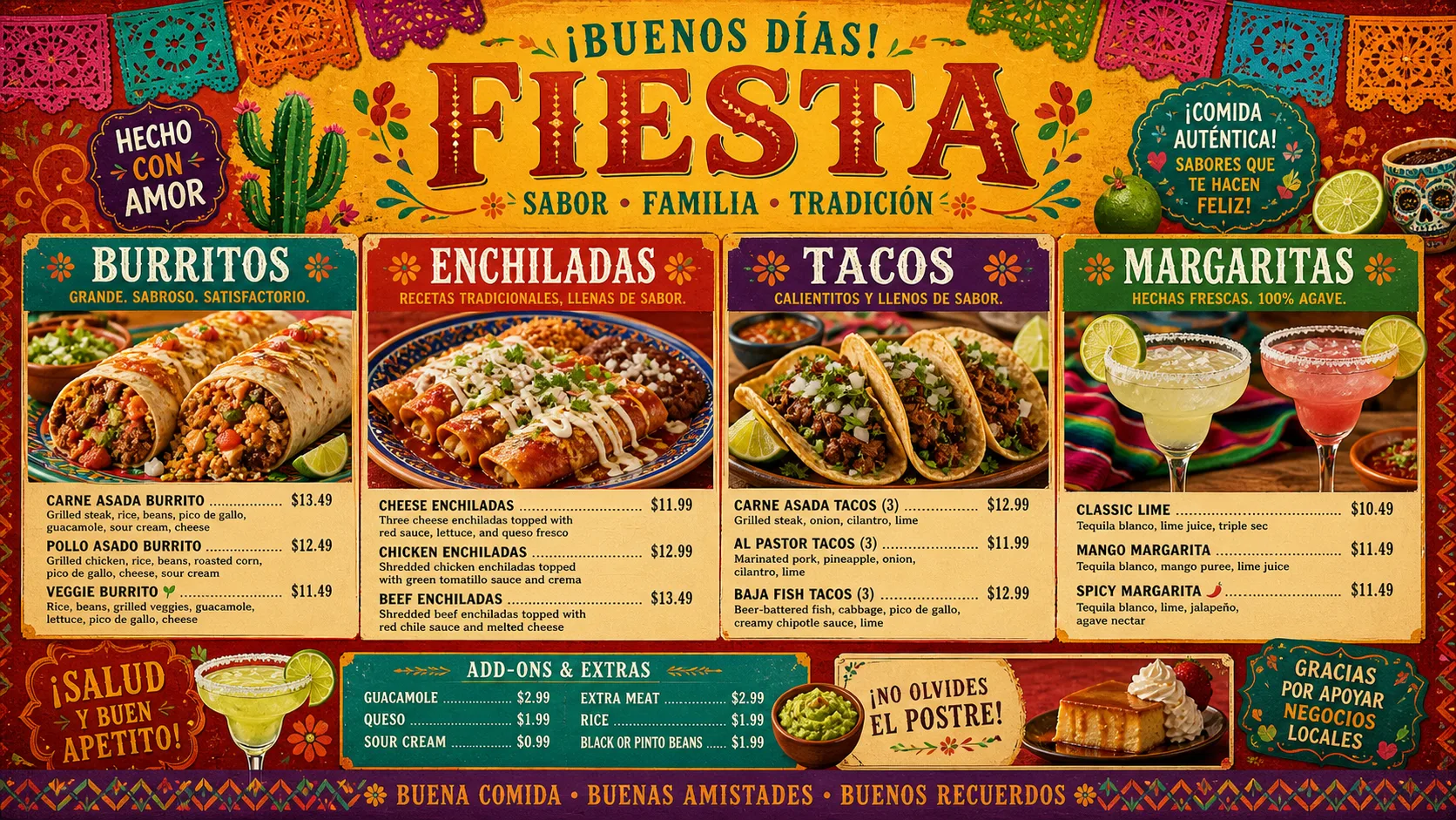 Fiesta Tacos — Mexican digital menu board template