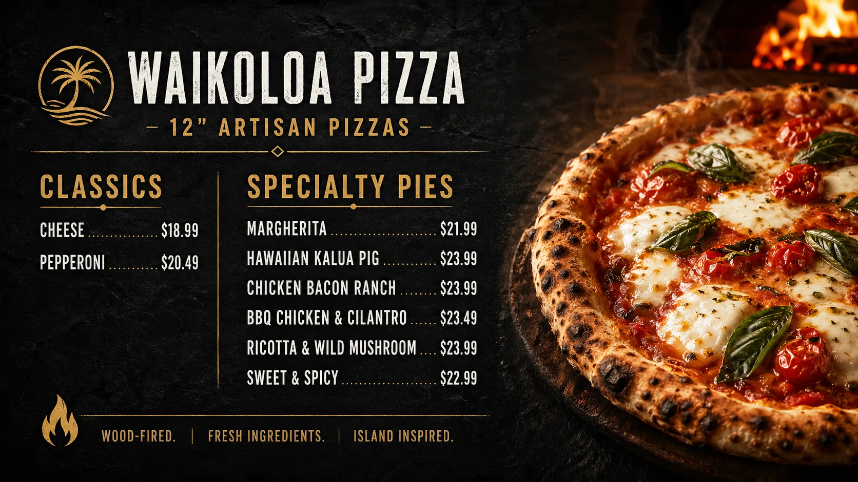 Waikoloa Pizza — Pizza digital menu board template