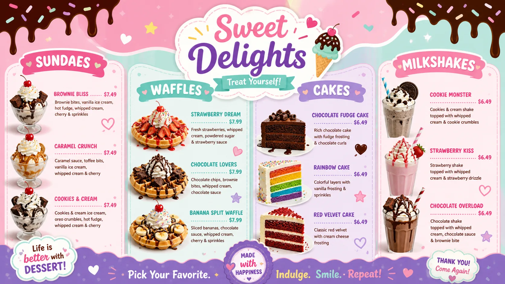 Sweet Delights — Bakery & Brunch digital menu board template
