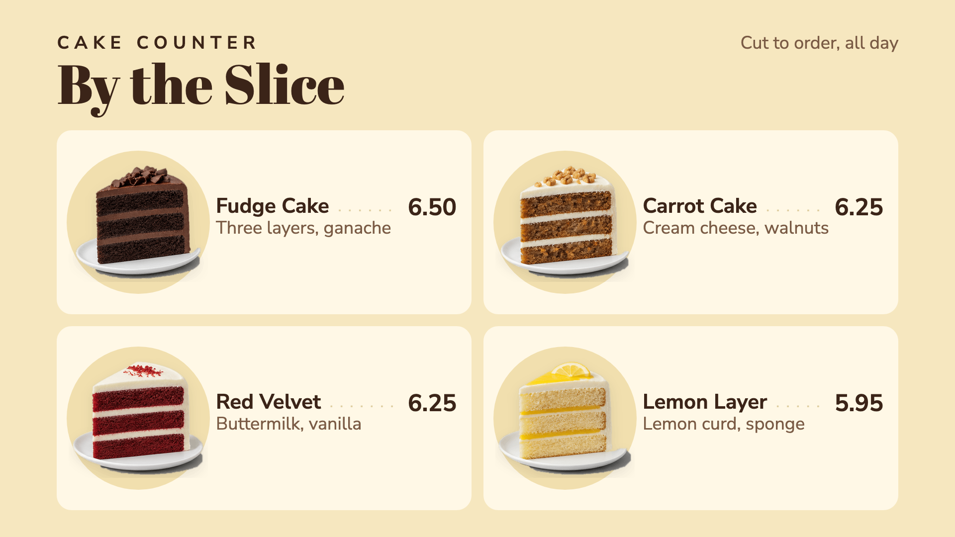 Cake Counter — Desserts digital menu board template