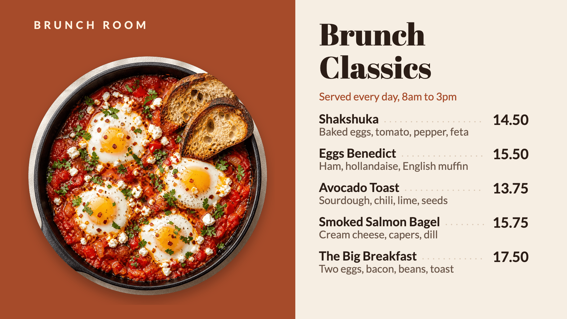 Brunch Room — Cafe digital menu board template