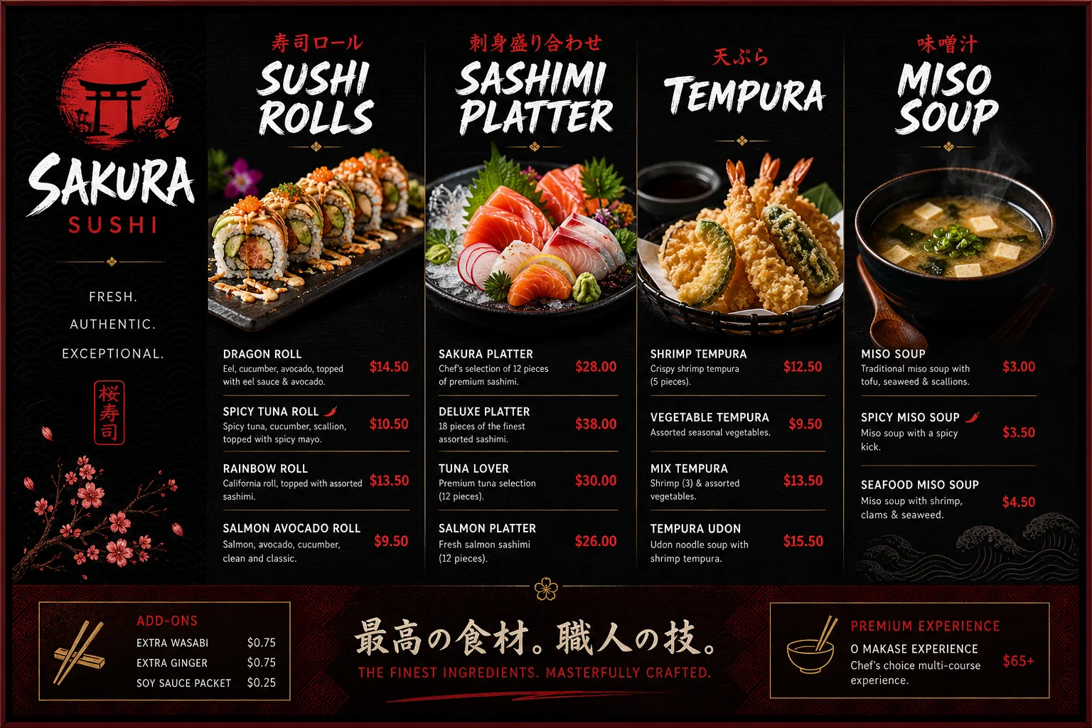 Sakura Sushi — Asian digital menu board template
