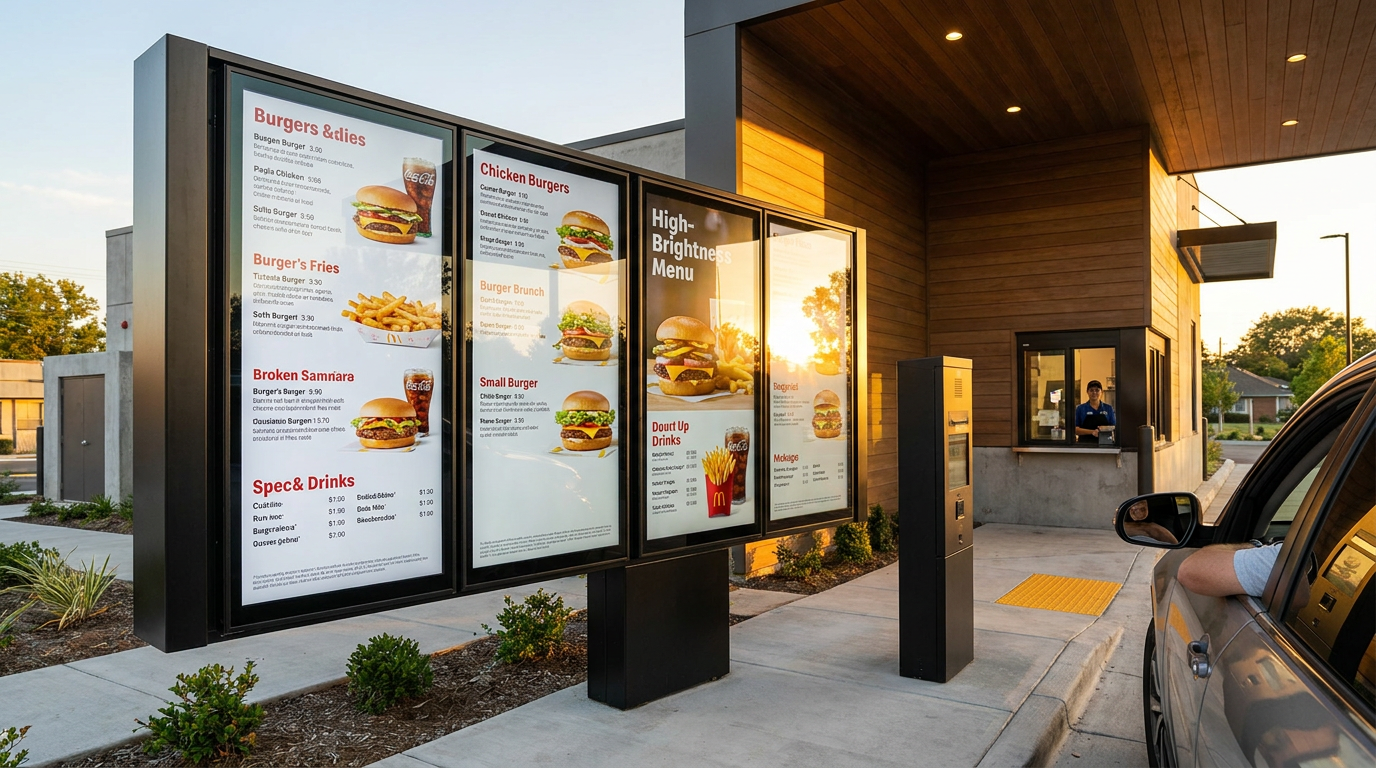 Drive-Thru Digital Menu Boards: Hardware, Brightness & Setup for QSRs