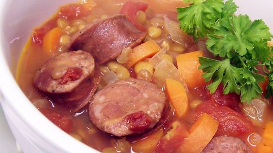 One Pot Spicy Sausage And Lentils recipe