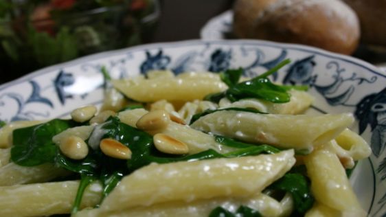 Spinach Feta Penne With Pine Nuts recipe