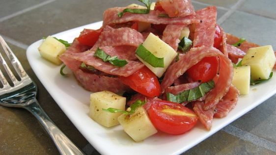 Salami Salad With Tomatoes And Mozzarella recipe