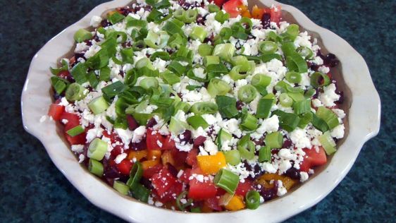 Greek Layered Dip With Pita Crisps recipe