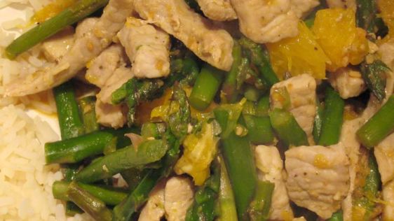 Orange Pork And Asparagus Stir Fry recipe