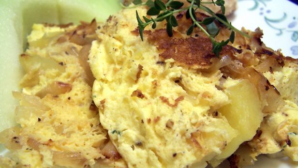 Savory Onion Potato And Blue Cheese Frittata recipe