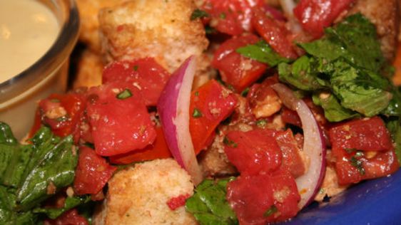 Panzanella Salad With Bacon Tomato And Basil recipe