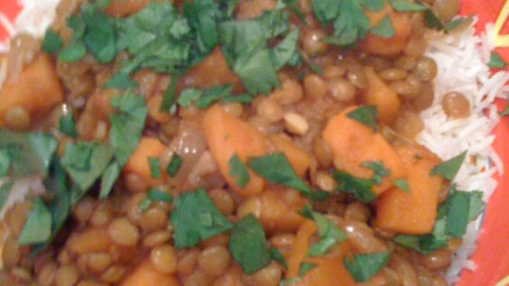Sweet Potato And Lentil Curry With Rice recipe