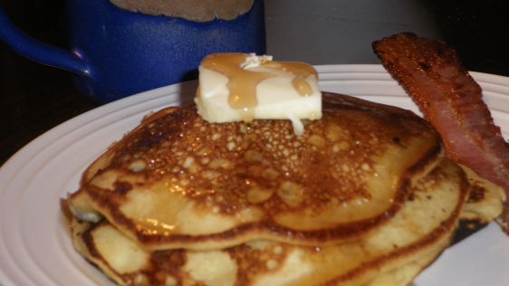 Lemon Buttercream Pancakes With Blueberries recipe