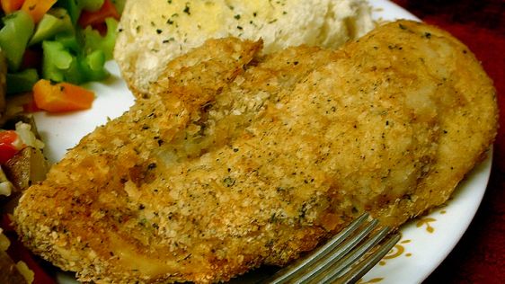 Golden Potato Coated Baked Chicken recipe