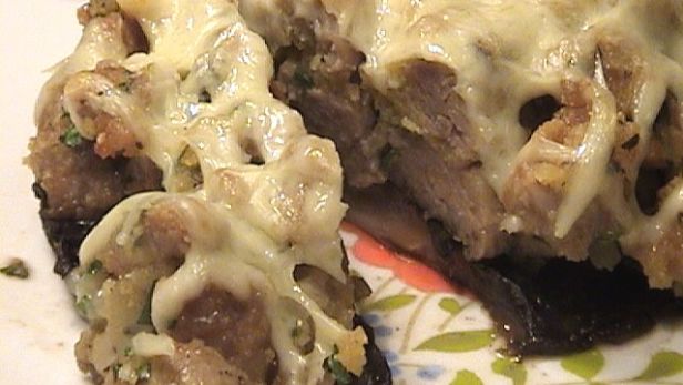 Sausage Stuffed Portabella Mushrooms With Mozzarella Cheese recipe
