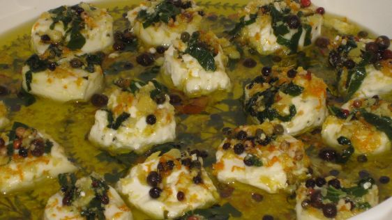 Marinated Goat Cheese With Garlic Basil And Orange Zest recipe