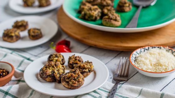 Spicy Sausage Stuffed Monterey Mushrooms recipe