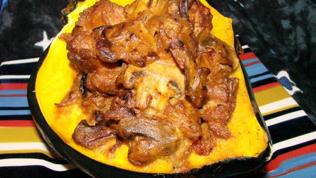 Acorn Squash Stuffed With Sausage And Sour Cream recipe