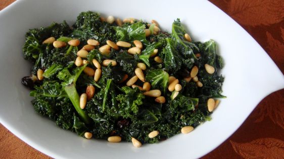 Green Kale With Raisins Toasted Pine Nuts recipe