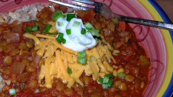 Lentil Chili With Chunky Vegetables recipe