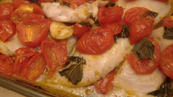 Oven Roasted Cherry Tomatoes With Basil And Whitefish recipe