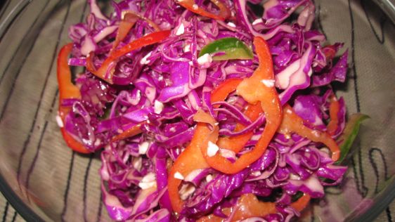 Red Cabbage Salad With Feta Cheese And Olives recipe