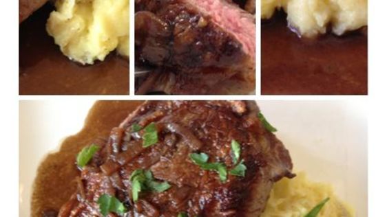 Classic Entrecote Bordelaise Steak In Red Wine With Shallots recipe