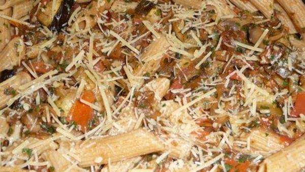 Zucchini Mushroom And Fresh Tomato Sauce Over Pasta recipe
