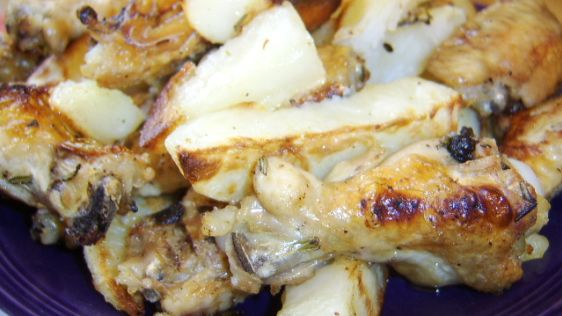 Roasted Chicken Nibbles And Potatoes With Lemon Flavours recipe
