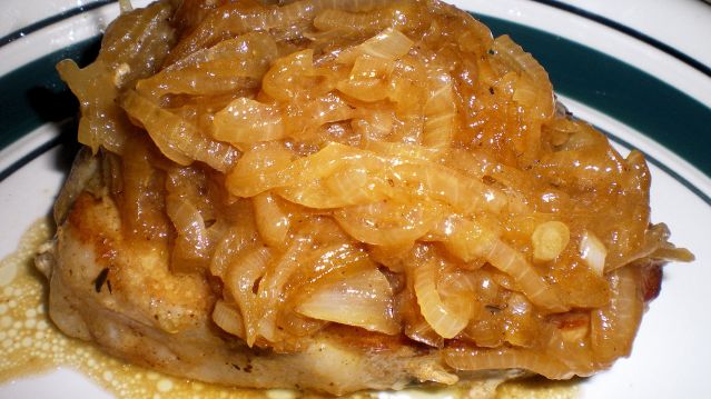 Pork Chops Smothered In Caramelized Onions recipe