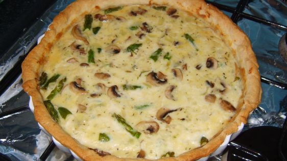 Farmhouse Hearty Mushroom Asparagus And Bacon Quiche recipe