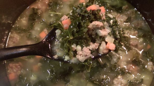 Mediterranean Kale White Bean Soup With Sausage recipe