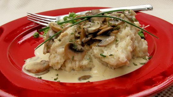 Mushroom Stroganoff With Mustard And Chive Mash recipe