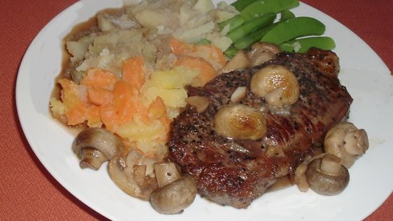 Pan Fried Steak With Mustard Pepper Sauce recipe