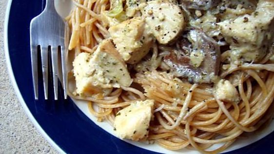 Creamy Pesto Chicken And Linguine recipe