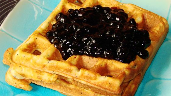 Lemon Poppy Seed Waffles With Blueberry Sauce recipe