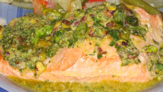 Salmon With Pistachio Basil Butter recipe